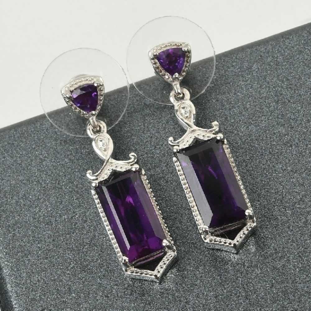 NWT Lusaka Amethyst & Zircon Dangle Earrings